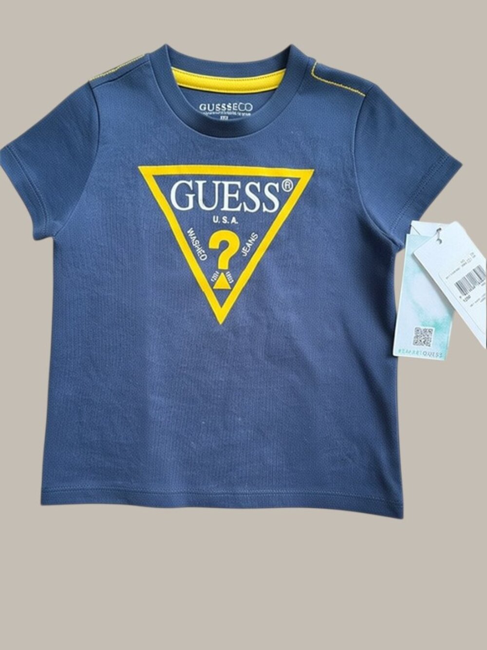 NWT Guess Eco Baby Boy Classic Triangle Logo Short Sleeve Tee Size 12M